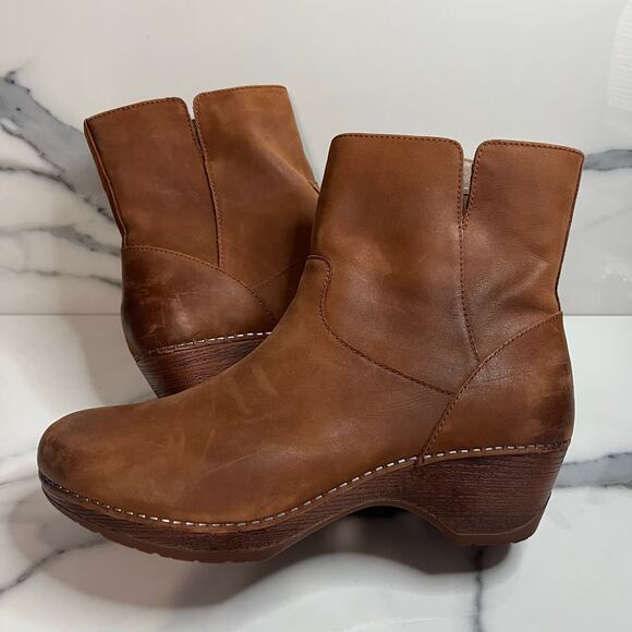 Dansko NWOB Women's Brown Leather Meghan Boots Sz 41 Sz 10.5 Festival Boho Clogs - Picture 6 of 7